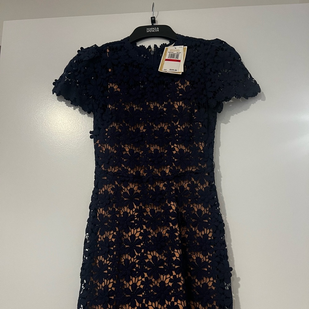 Michael Kors Floral Lace Dress dark navy